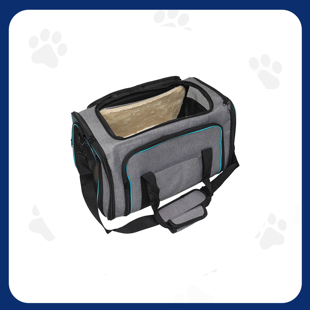 Pawfect Essentials™ SoftPaws Carrier – Cozy Soft-Sided Travel Bag for Cats (Grey)