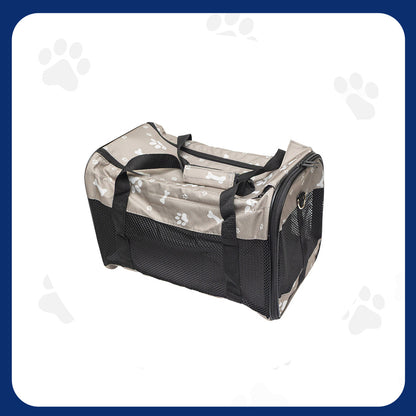 Pawfect Essentials™ CozyBone Carrier - Plush Travel Den for Paws on the Go (Grey w/ Bone)