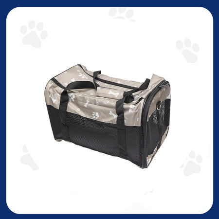 Pawfect Essentials™ CozyBone Carrier - Plush Travel Den for Paws on the Go (Grey w/ Bone)