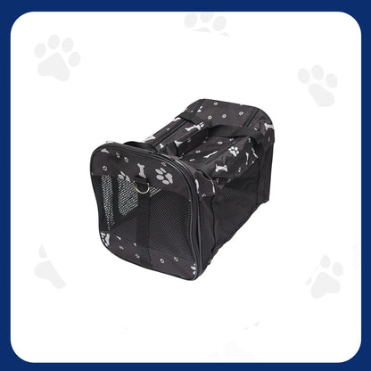 Pawfect Essentials™ CozyBone Carrier - Plush Travel Den for Paws on the Go (Black w/ Bone)