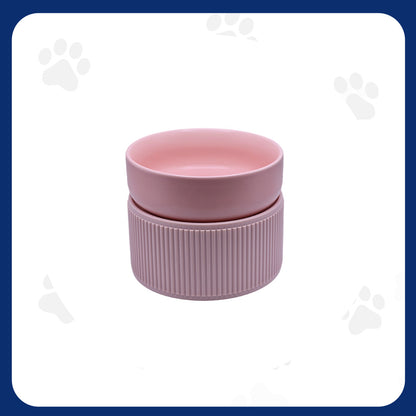 Pawfect Essentials™ Pink Ceramic Elevated Pet Bowl 2-pc (400ml)