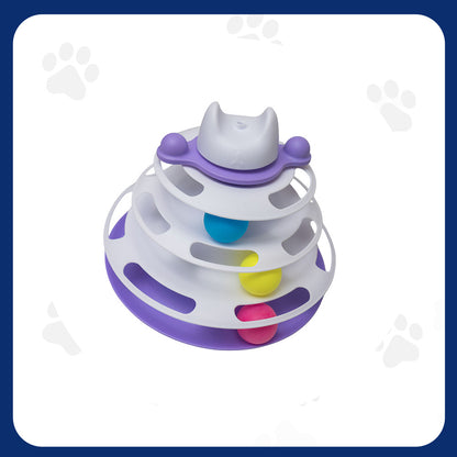 Pawfect Essentials™ 3-Tier Cat Ball Tower - Chase & Swat Playground (Purple 2)