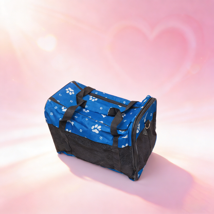 Pawfect Essentials™ CozyBone Carrier - Plush Travel Den for Paws on the Go (Blue w/ Bone)