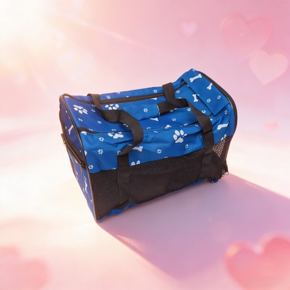 Pawfect Essentials™ CozyBone Carrier - Plush Travel Den for Paws on the Go (Blue w/ Bone)