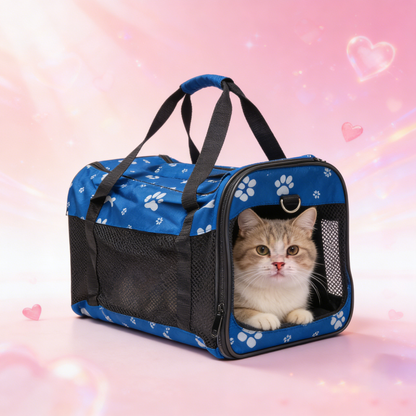 Pawfect Essentials™ CozyBone Carrier - Plush Travel Den for Paws on the Go (Blue w/ Bone)