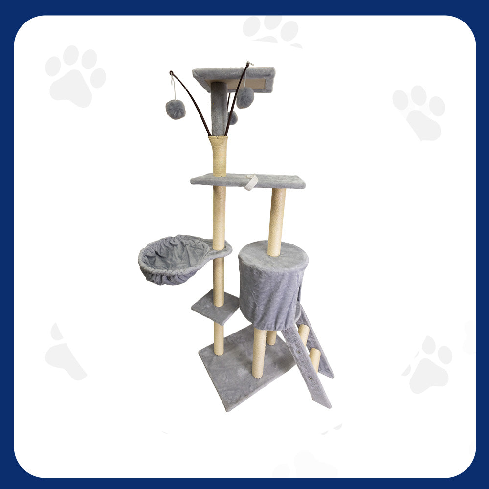 Pawfect Essentials™ Beige/Silver Large Gray Plush Cat Tree