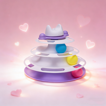 3-Tier Cat Ball Tower Track Toy
