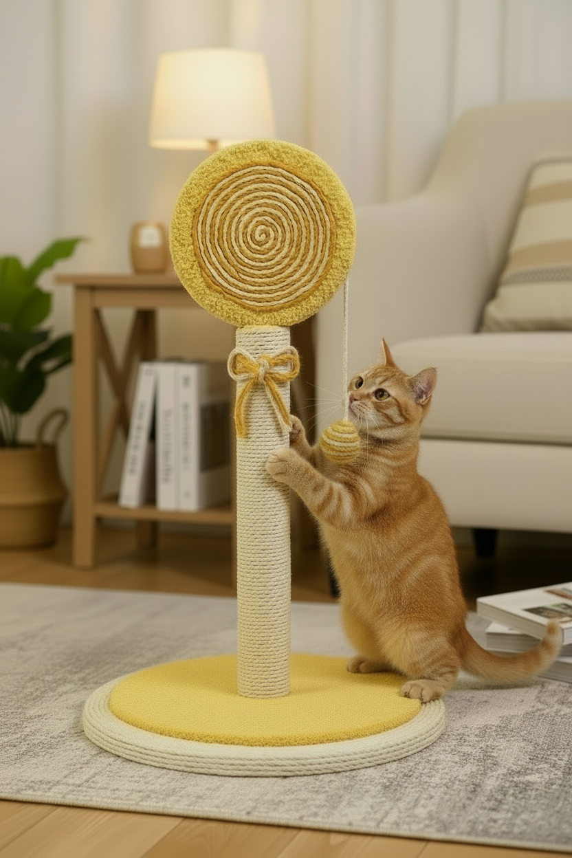Pawfect Essentials™ Lollipop Cat Scratching Post Tree Sissal Rope