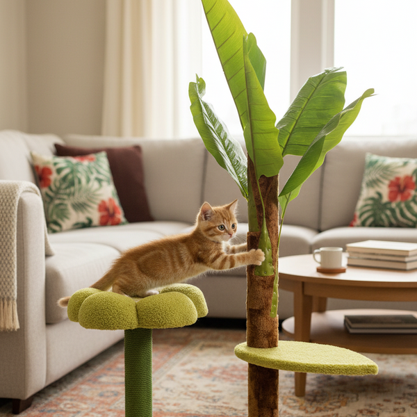 Pawfect Essentials™ Banana Tree Sissal & Plush Cat Scratch Post