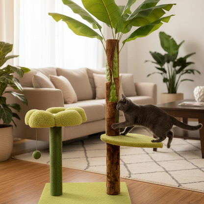 Pawfect Essentials™ Banana Tree Sissal & Plush Cat Scratch Post