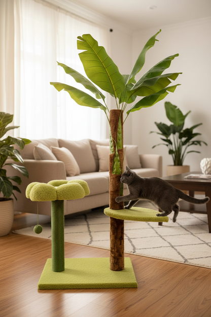 Pawfect Essentials™ Banana Tree Sissal & Plush Cat Scratch Post