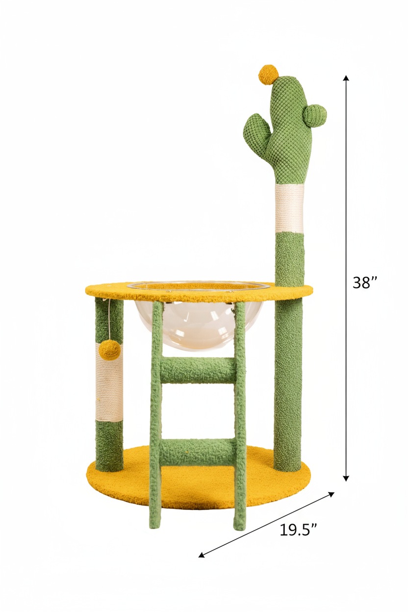 Pawfect Essentials™ Soft Plush Cactus Cat Scratch Post Play Center