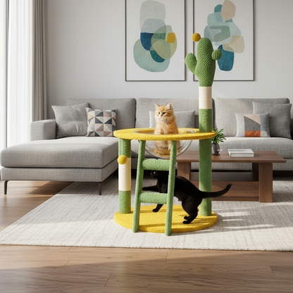 Pawfect Essentials™ Soft Plush Cactus Cat Scratch Post Play Center