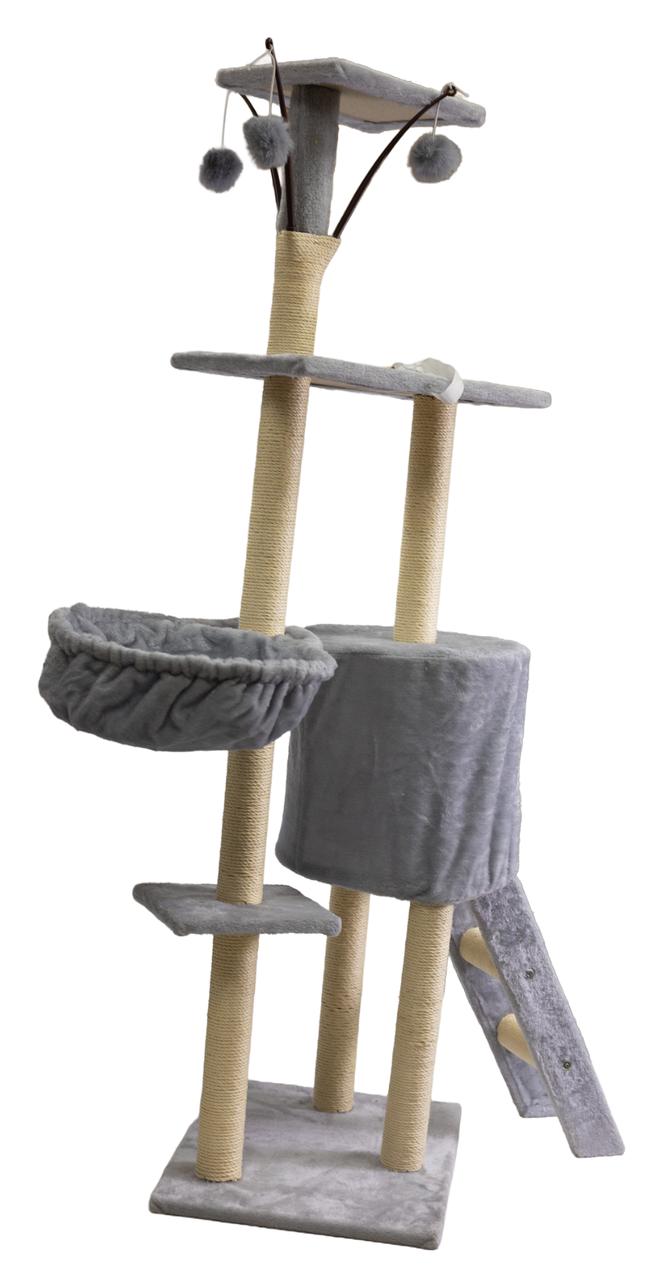 Pawfect Essentials™ Beige/Silver Large Gray Plush Cat Tree