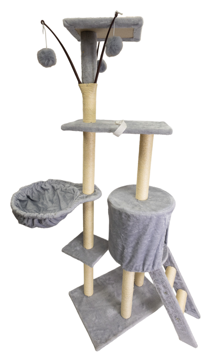 Pawfect Essentials™ Beige/Silver Large Gray Plush Cat Tree