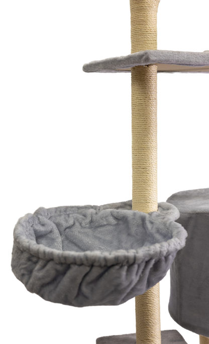 Pawfect Essentials™ Beige/Silver Large Gray Plush Cat Tree