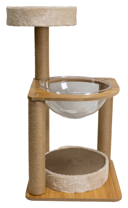 Pawfect Essentials™ Beige/Brown Sisal Cat Scratch Post with Peek-A-Boo Dish