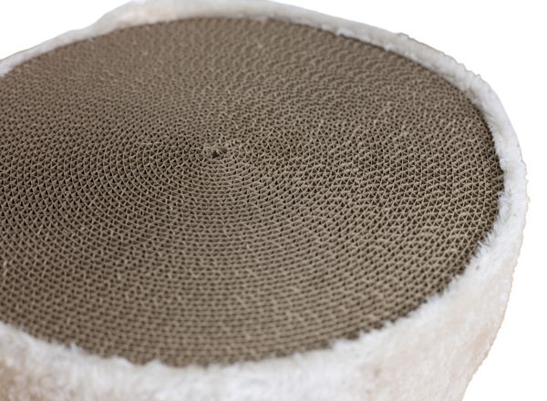 Pawfect Essentials™ Beige/Brown Sisal Cat Scratch Post with Peek-A-Boo Dish