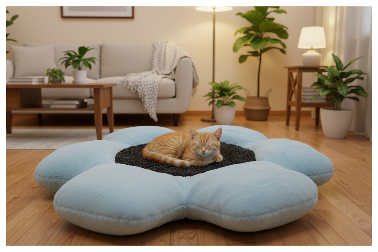 Pawfect Essentials™ Flower Cushion Lounge Mat (Yellow / Blue)