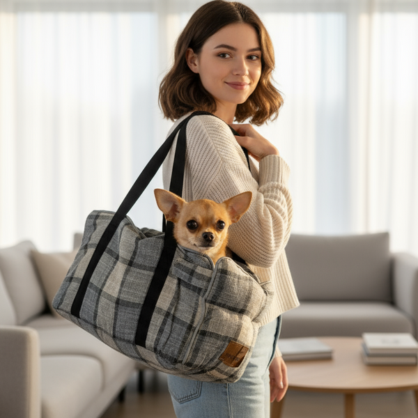 Pawfect Essentials™ Plaid Small Dog/Cat Carrier Bag Portable Lounger