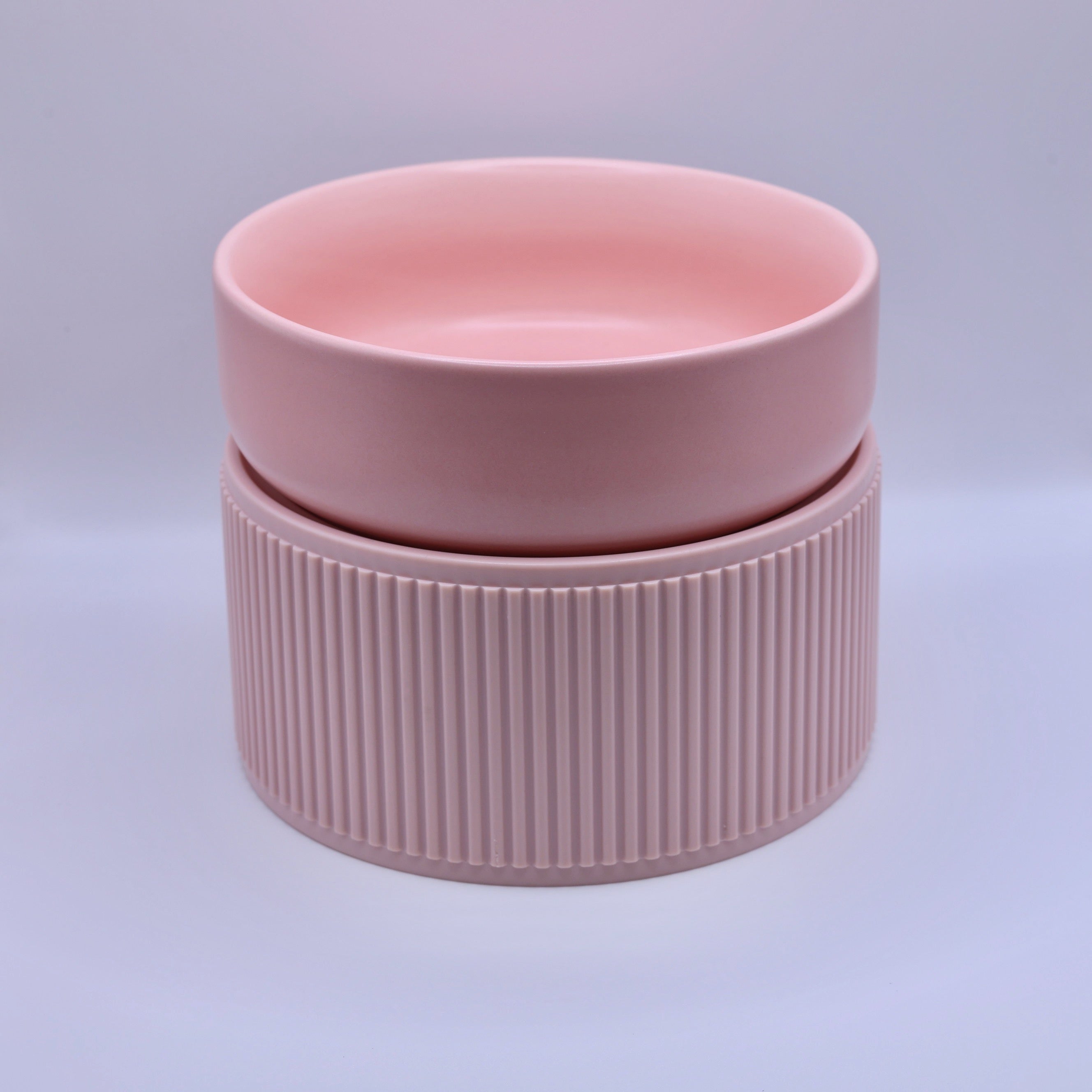 Pawfect Essentials™ Pink Ceramic Elevated Pet Bowl 2-pc (400ml)