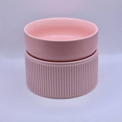 Pawfect Essentials™ Pink Ceramic Elevated Pet Bowl 2-pc (400ml)