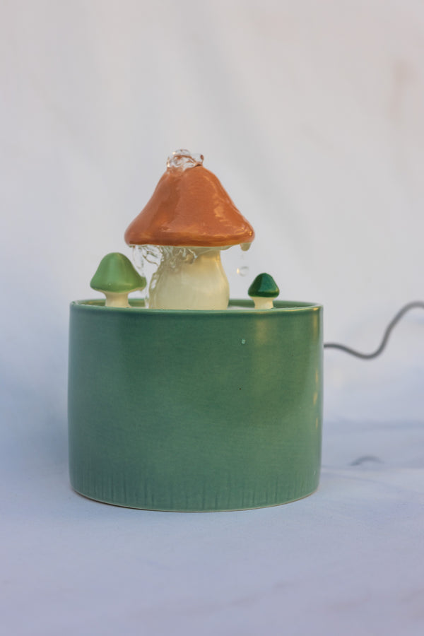 Ceramic Mushroom Pet Water Fountain with Filter & USB Pump