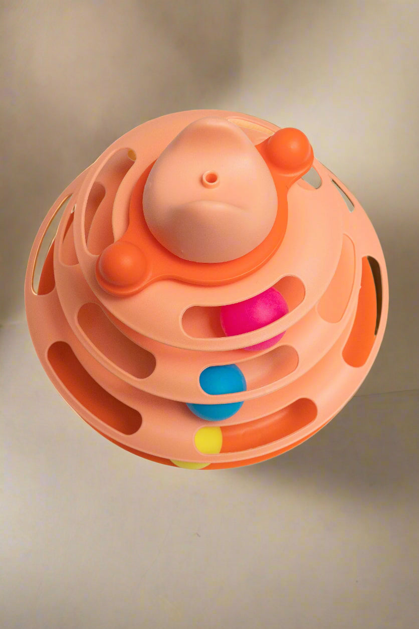 Pawfect Essentials™ 3-Tier Cat Ball Tower - Ultimate Chase & Swat Playground (Orange 1)