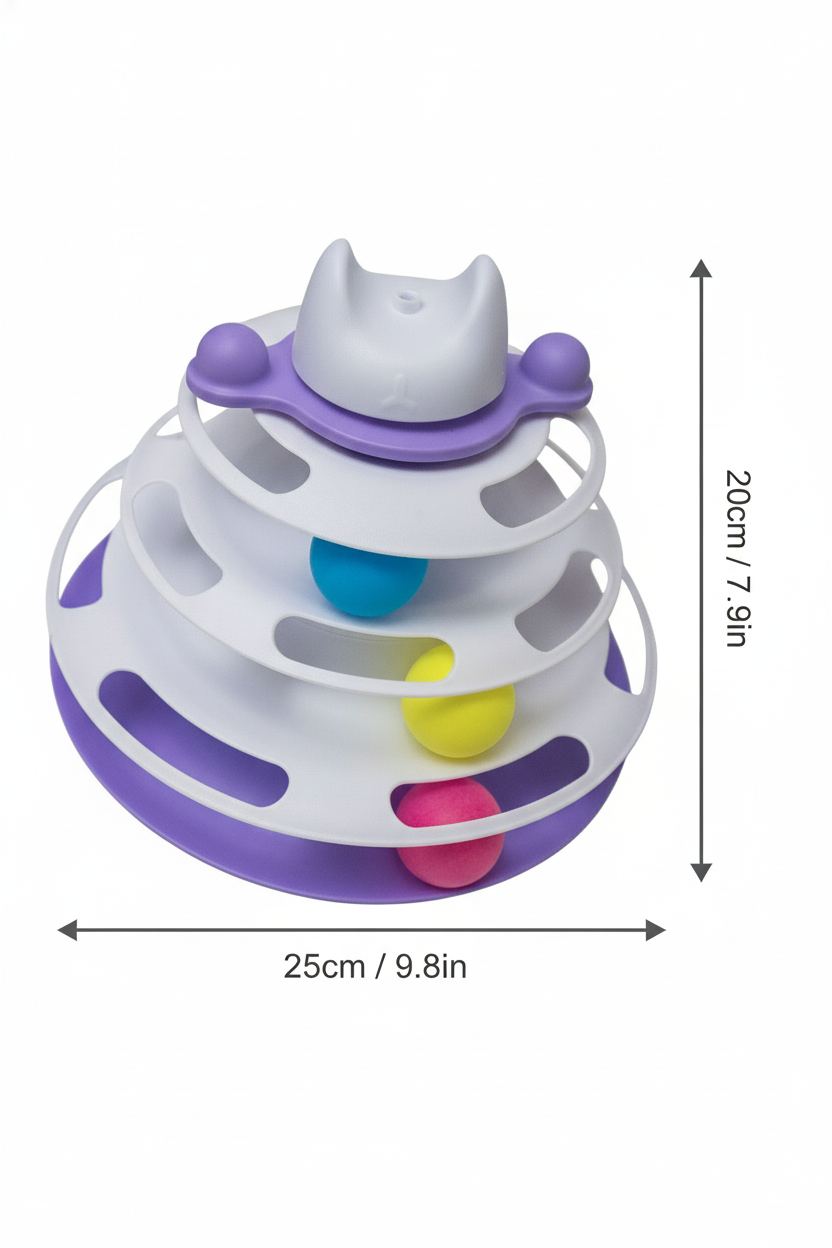 Pawfect Essentials™ 3-Tier Cat Ball Tower - Chase & Swat Playground (Purple 2)