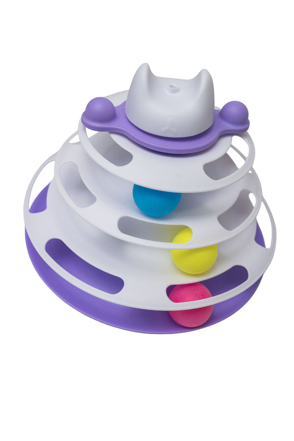 Pawfect Essentials™ 3-Tier Cat Ball Tower - Chase & Swat Playground (Purple 2)