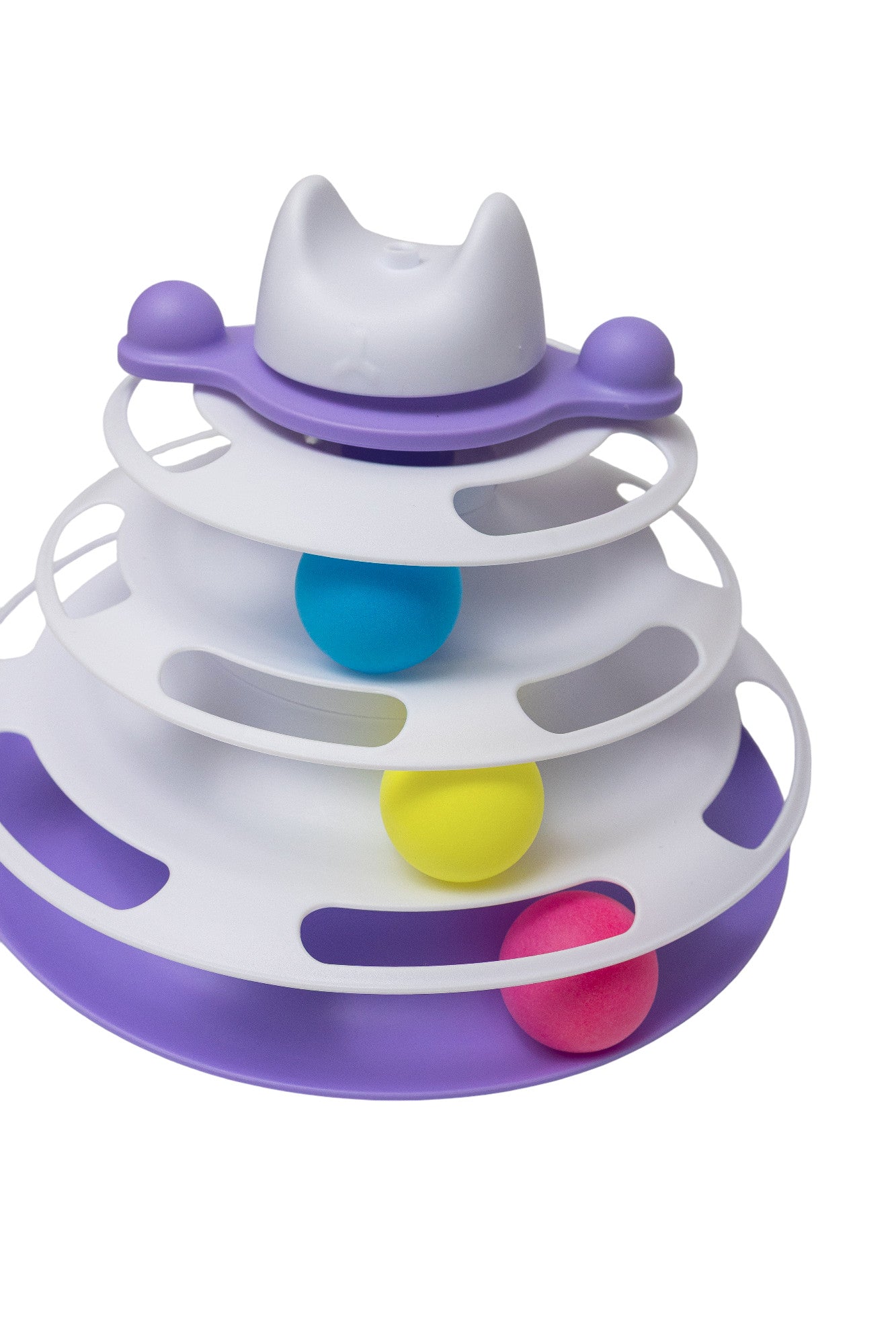 Pawfect Essentials™ 3-Tier Cat Ball Tower - Ultimate Chase & Swat Playground (Purple 2)