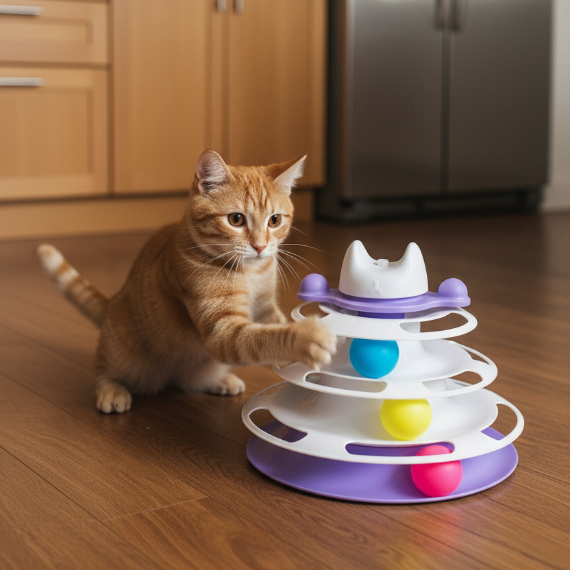 Pawfect Essentials™ 3-Tier Cat Ball Tower - Chase & Swat Playground (Purple 2)