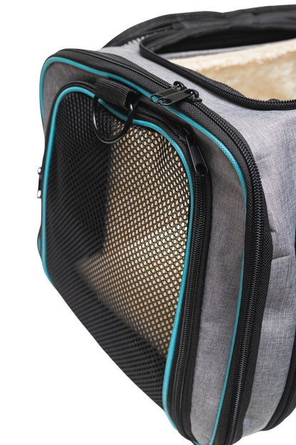 Pawfect Essentials™ SoftPaws Carrier – Cozy Soft-Sided Travel Bag for Cats (Grey)