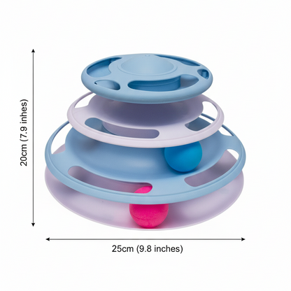 Pawfect Essentials™ 3-Tier ChaseTower + Teaser Wand – Interactive Bat & Swat Combo for Playful Cats (Blue 1)