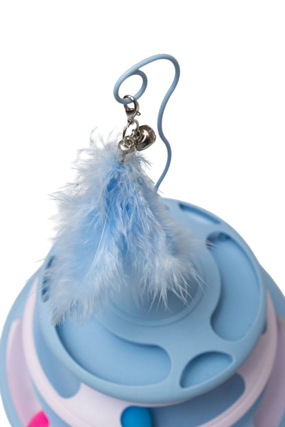 Pawfect Essentials™ 3-Tier ChaseTower + Teaser Wand – Interactive Bat & Swat Combo for Playful Cats (Blue 1)