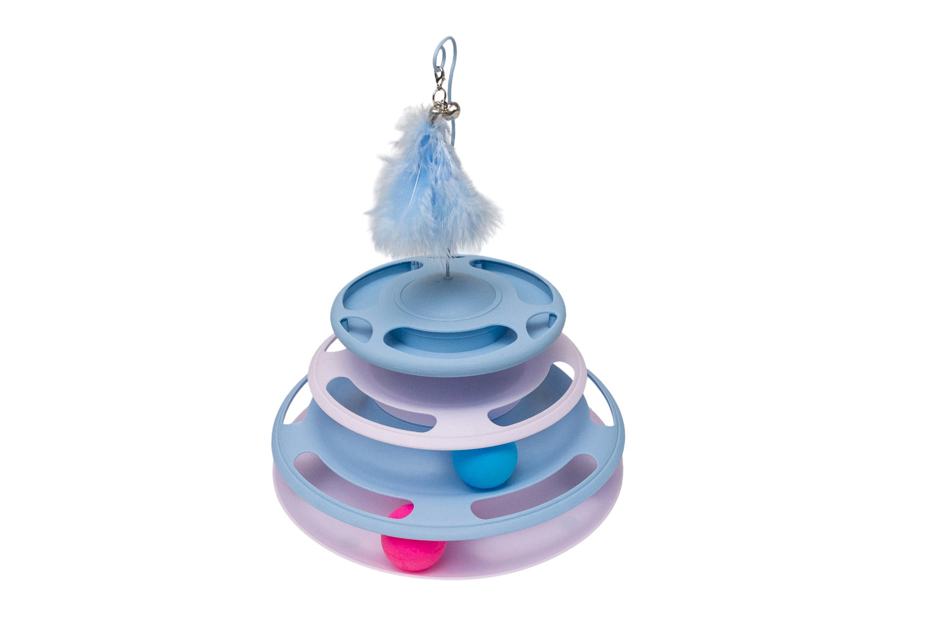 Pawfect Essentials™ 3-Tier ChaseTower + Teaser Wand – Interactive Bat & Swat Combo for Playful Cats (Blue 1)