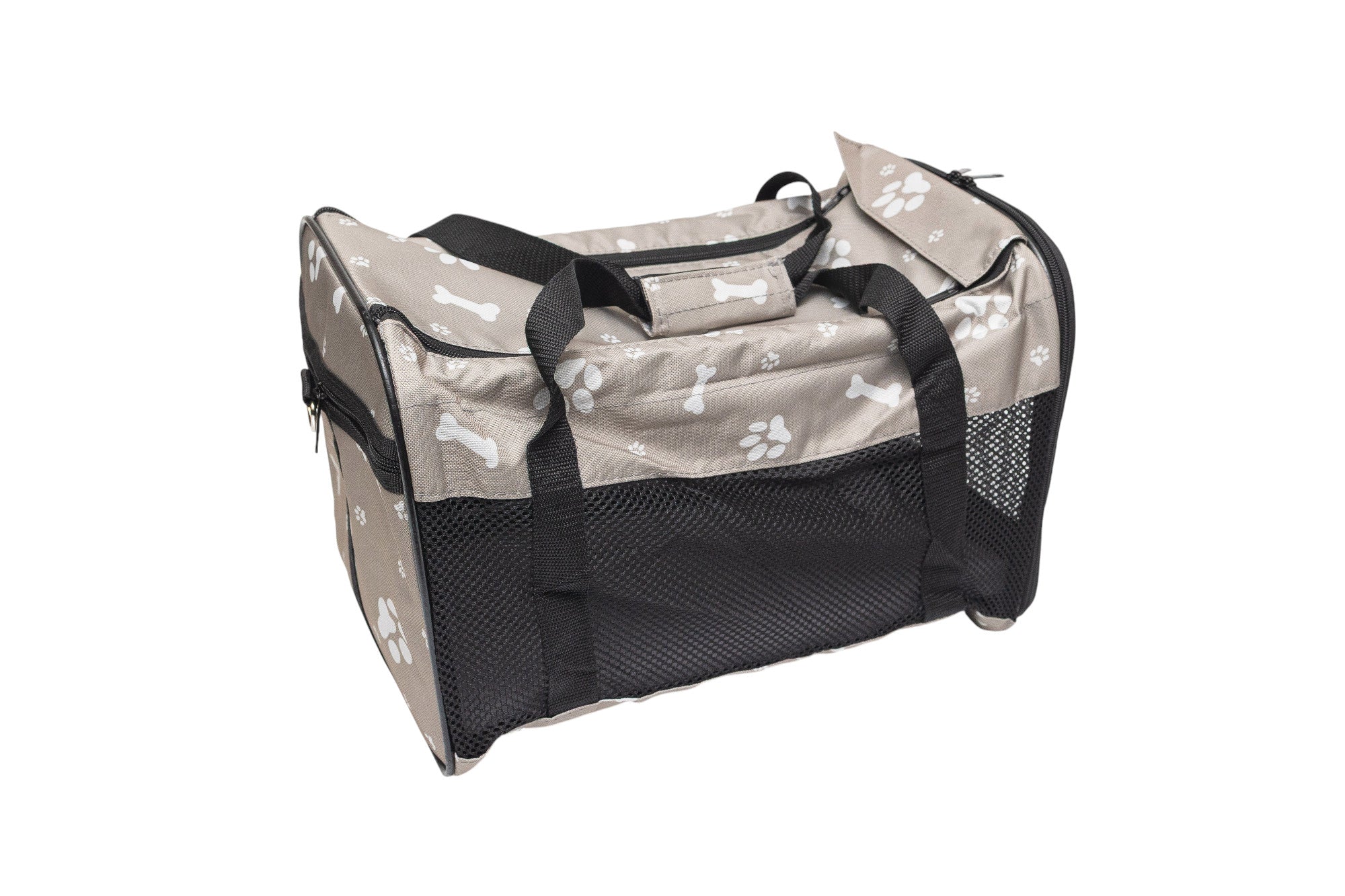 Pawfect Essentials™ CozyBone Carrier - Plush Travel Den for Paws on the Go (Grey w/ Bone)