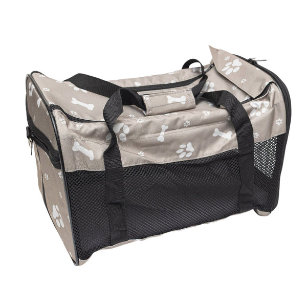 Pawfect Essentials™ CozyBone Carrier - Plush Travel Den for Paws on the Go (Grey w/ Bone)
