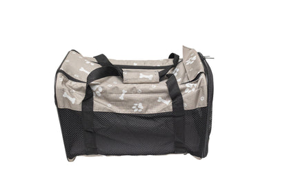 Pawfect Essentials™ CozyBone Carrier - Plush Travel Den for Paws on the Go (Grey w/ Bone)