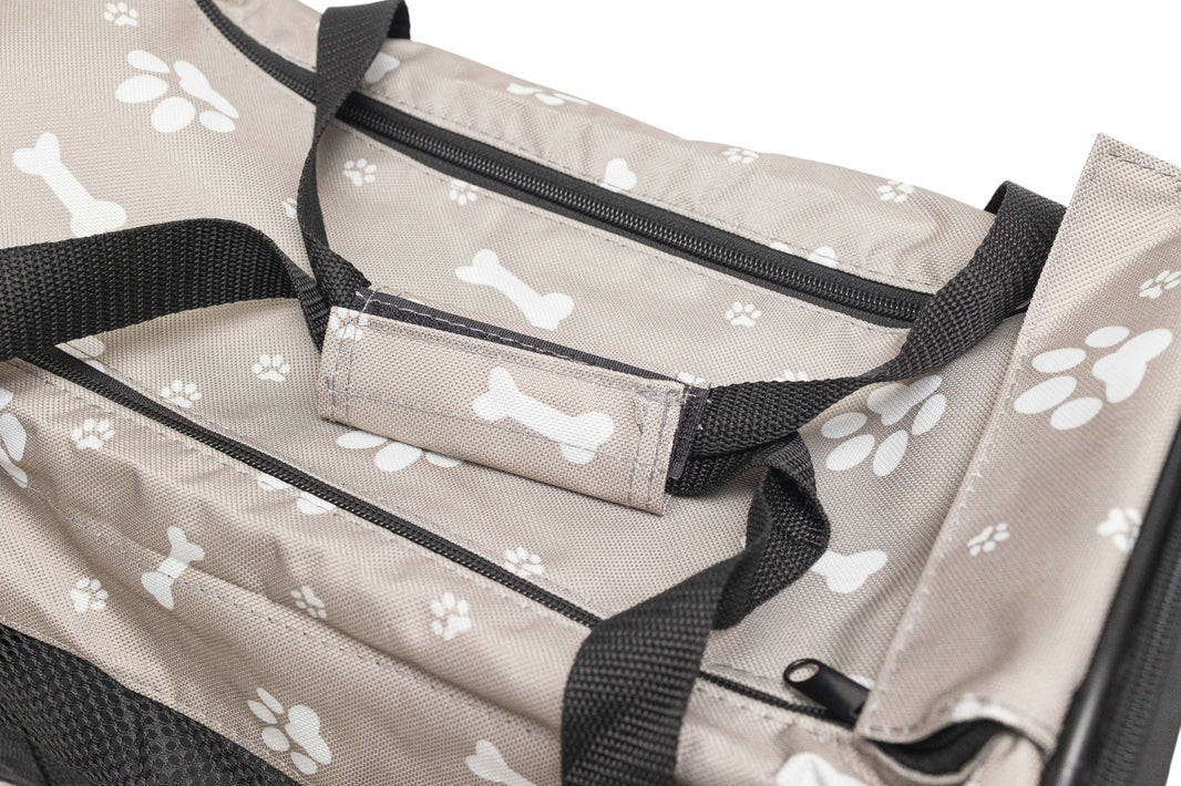 Pawfect Essentials™ CozyBone Carrier - Plush Travel Den for Paws on the Go (Grey w/ Bone)