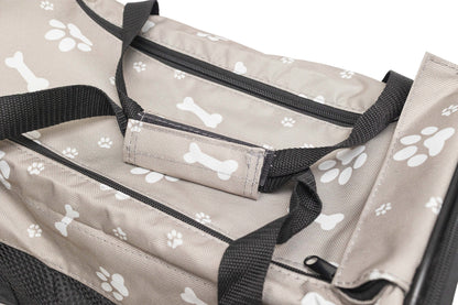 Pawfect Essentials™ CozyBone Carrier - Plush Travel Den for Paws on the Go (Grey w/ Bone)