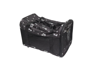 Pawfect Essentials™ CozyBone Carrier - Plush Travel Den for Paws on the Go (Black w/ Bone)