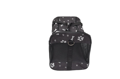 Pawfect Essentials™ CozyBone Carrier - Plush Travel Den for Paws on the Go (Black w/ Bone)