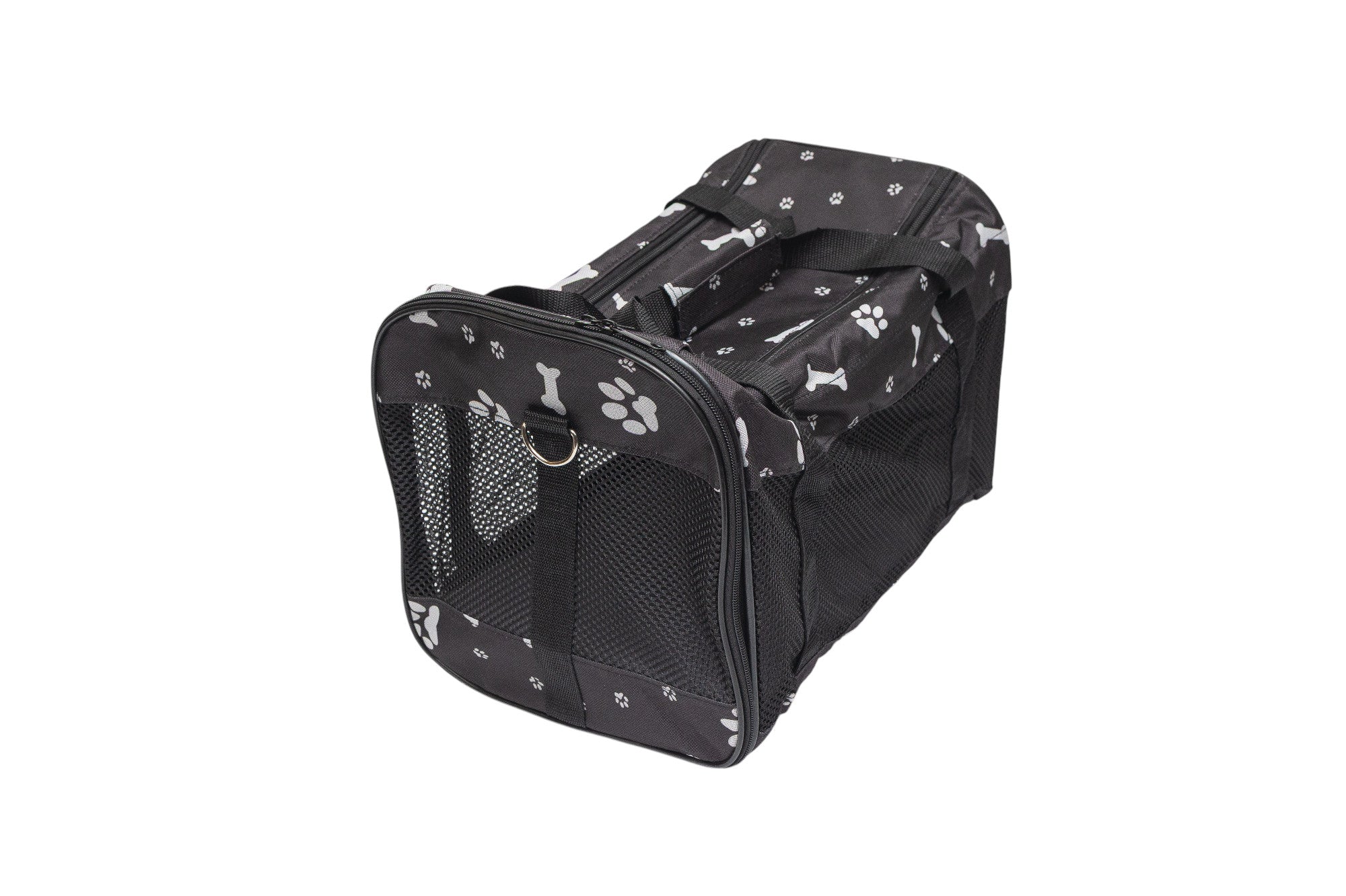 Pawfect Essentials™ CozyBone Carrier - Plush Travel Den for Paws on the Go (Black w/ Bone)