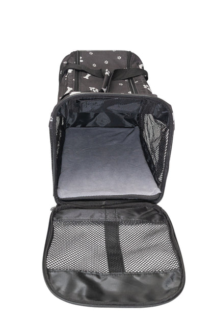 Pawfect Essentials™ CozyBone Carrier - Plush Travel Den for Paws on the Go (Black w/ Bone)