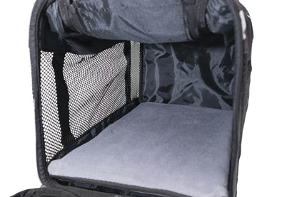 Pawfect Essentials™ CozyBone Carrier - Plush Travel Den for Paws on the Go (Black w/ Bone)