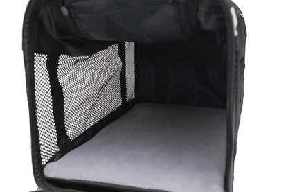 Pawfect Essentials™ CozyBone Carrier - Plush Travel Den for Paws on the Go (Black w/ Bone)