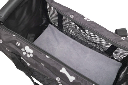 Pawfect Essentials™ CozyBone Carrier - Plush Travel Den for Paws on the Go (Black w/ Bone)