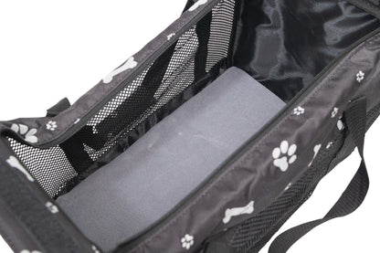 Pawfect Essentials™ CozyBone Carrier - Plush Travel Den for Paws on the Go (Black w/ Bone)