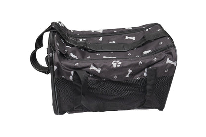 Pawfect Essentials™ CozyBone Carrier - Plush Travel Den for Paws on the Go (Black w/ Bone)